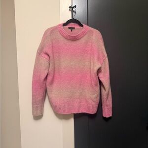 rag & bone Pink and Cream Crew Neck Sweater